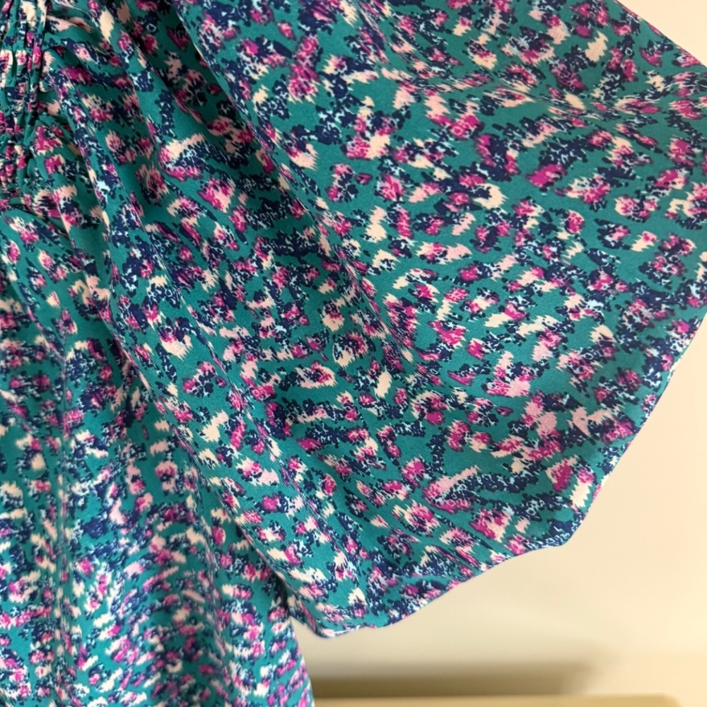 Teal Green Bubble Sleeve Blouse - Picture 5 of 6